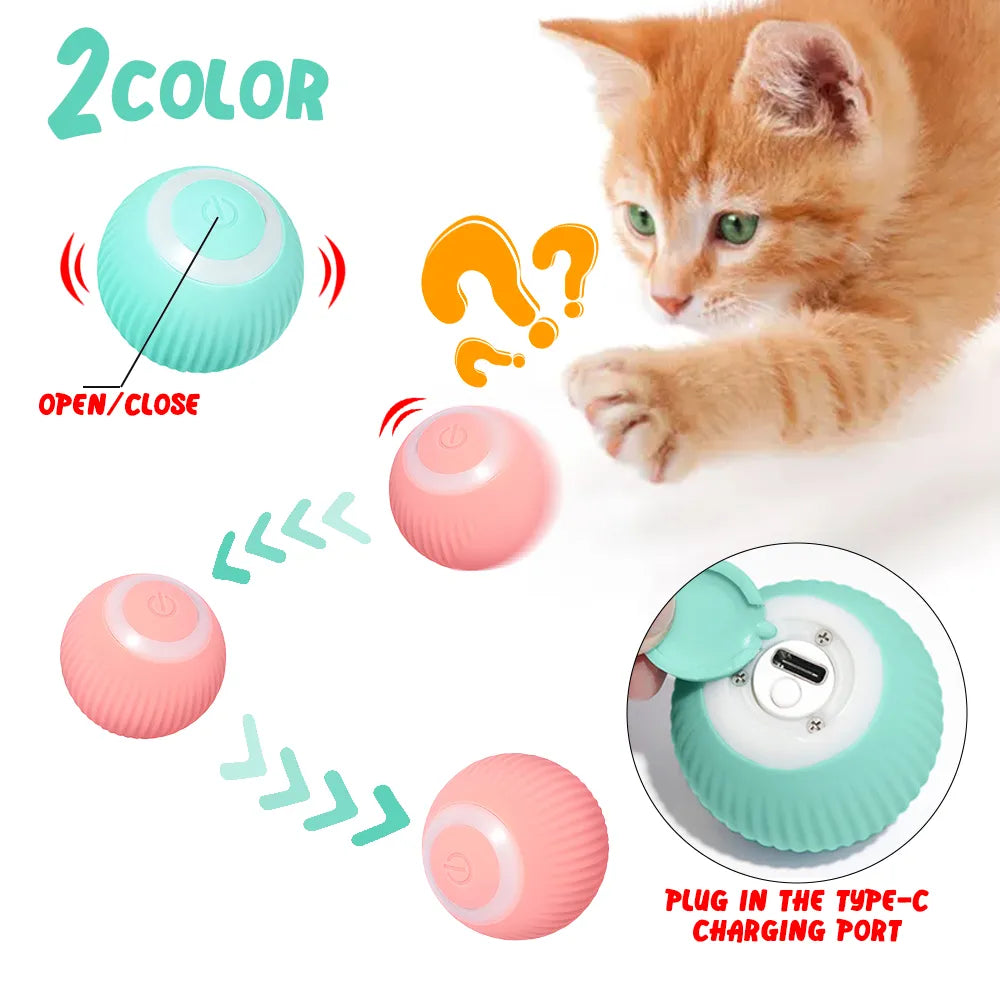 Electric Cat Ball Toys Automatic Rolling Smart Toys for Training  Kitten Toys for Indoor Interactive Playing oronomatopoeia toys
