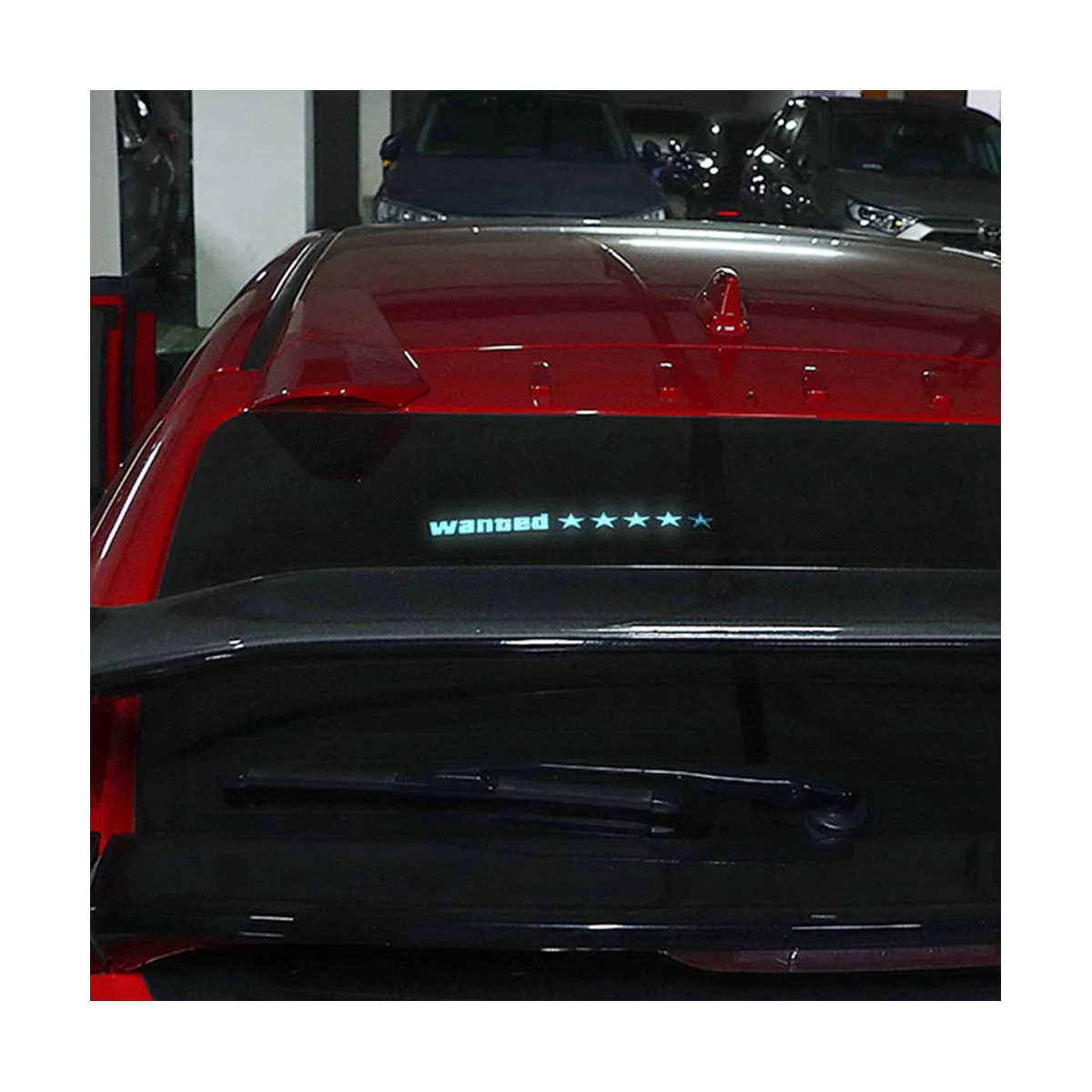 Windshield Electric 5 Stars Wanted Car LED Sign Light Up Window Stickers for JDM Glow Panel Accessories - Blue Light