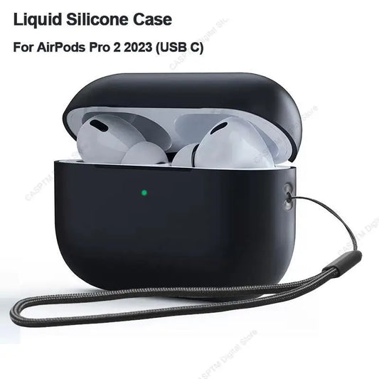 Liquid Silicone Case For AirPods Pro 2 2023 USB C Cover Soft Case For Airpods Pro 2nd Pro2 With Lanyard For Air Pods Pro2 Funda