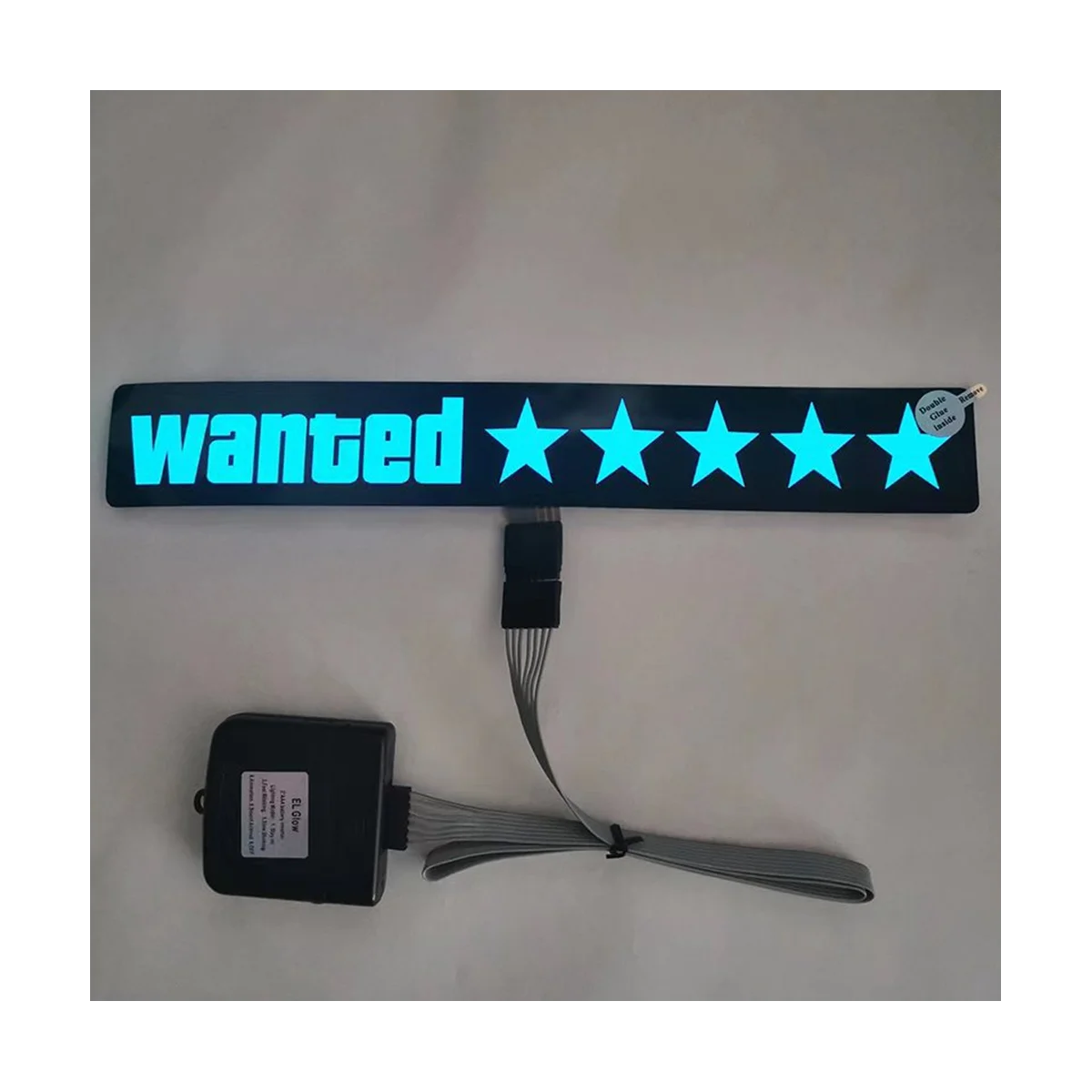 Windshield Electric 5 Stars Wanted Car LED Sign Light Up Window Stickers for JDM Glow Panel Accessories - Blue Light