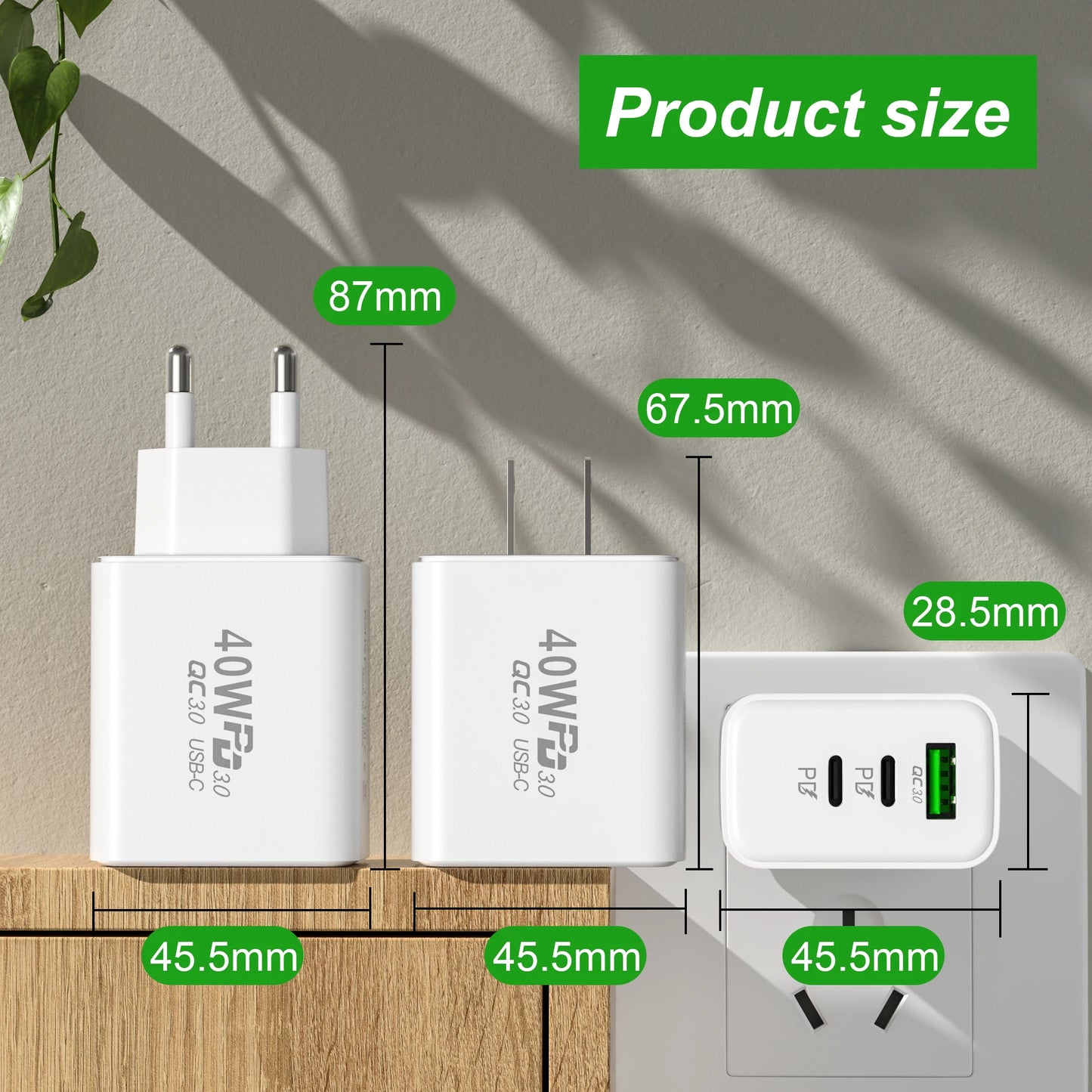 40W Usb C Charger Quick Charger Charge For Xiaomi 13 10 11 Samsung Galaxy A23 13 Fast Charging Phone Charger For IPhone 11 13 14