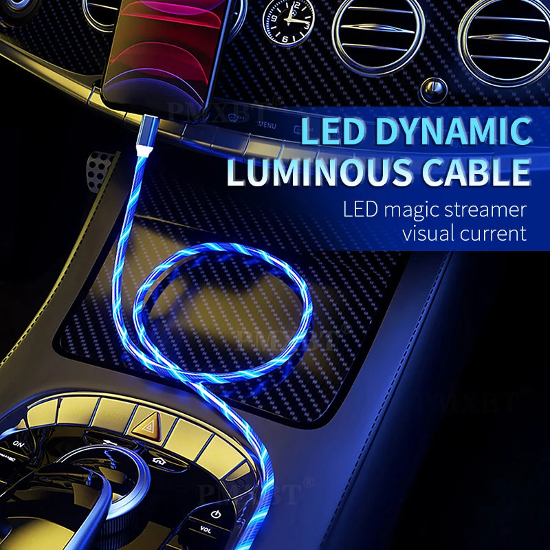 Flow Luminous USB Type C Cable For Huawei P50 Fast Charging Micro usbc Charger lighting Cable for iphone 12 13 Pro Max Xiaomi mi